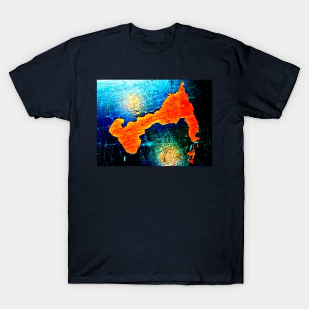 Orange and Blue Abstract T-Shirt by soitwouldseem